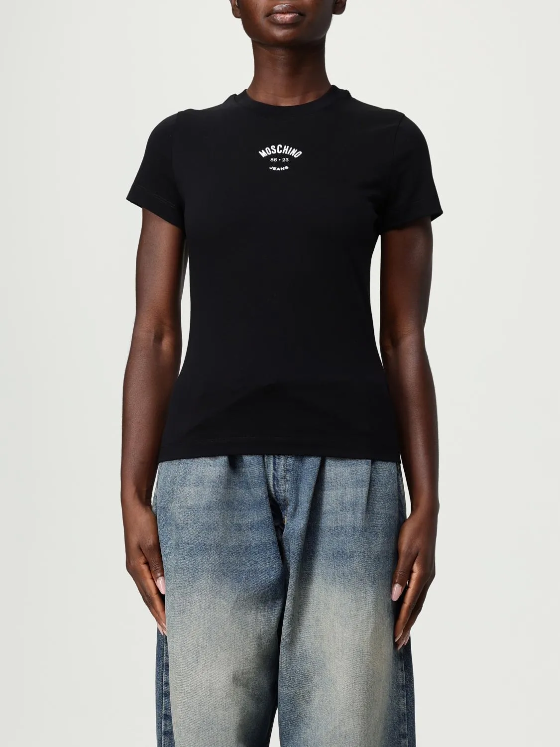 T-shirt in cotone con mini logo Moschino Jeans