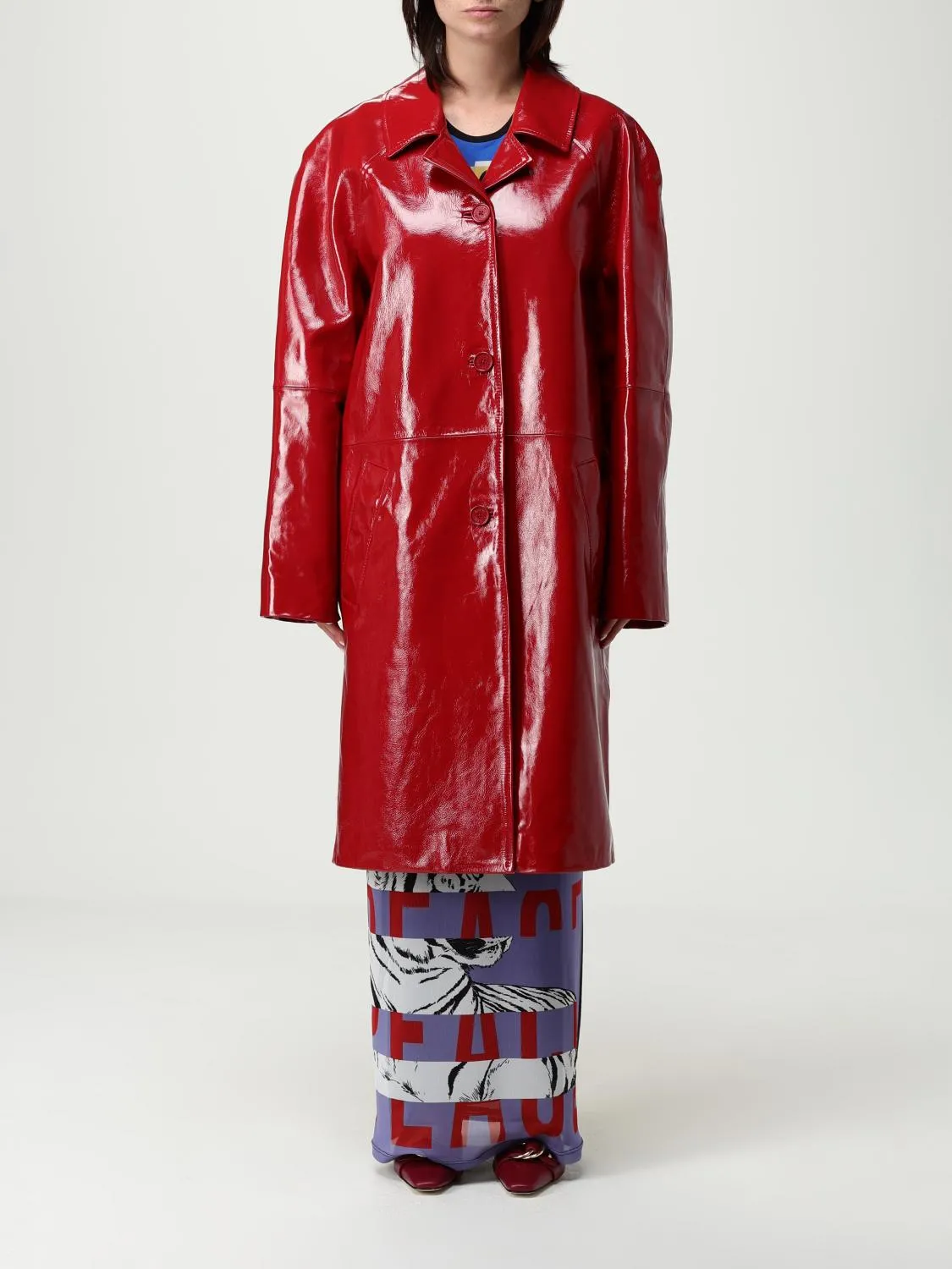 Trench Moschino Jeans in pelle verniciata