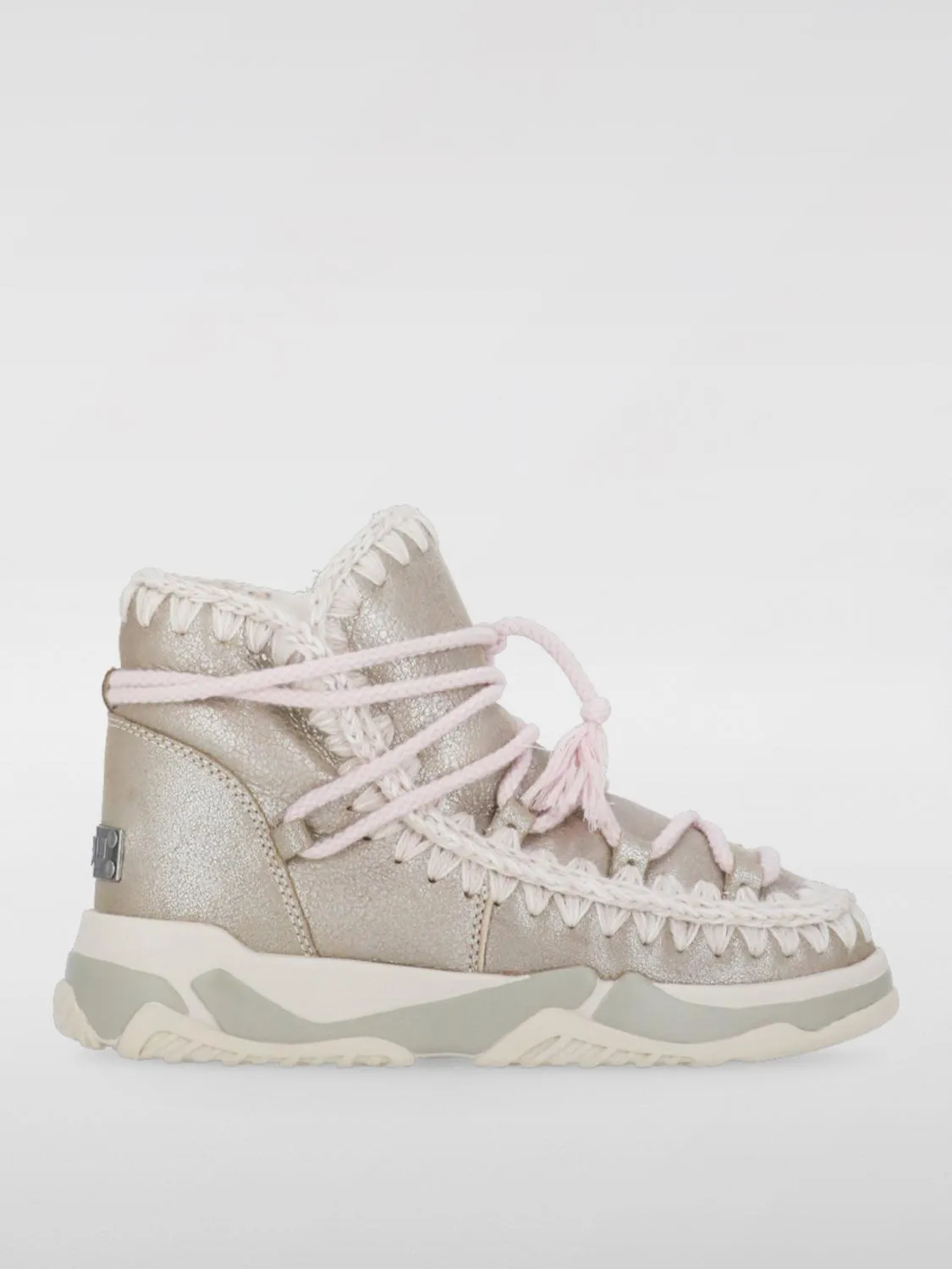 Stivaletto Eskimo Scoubidoo Mou in pelle cracklè e lana crochet