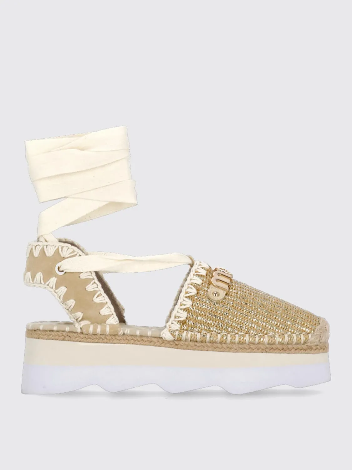 Espadrillas Mou in camoscio e mesh lurex