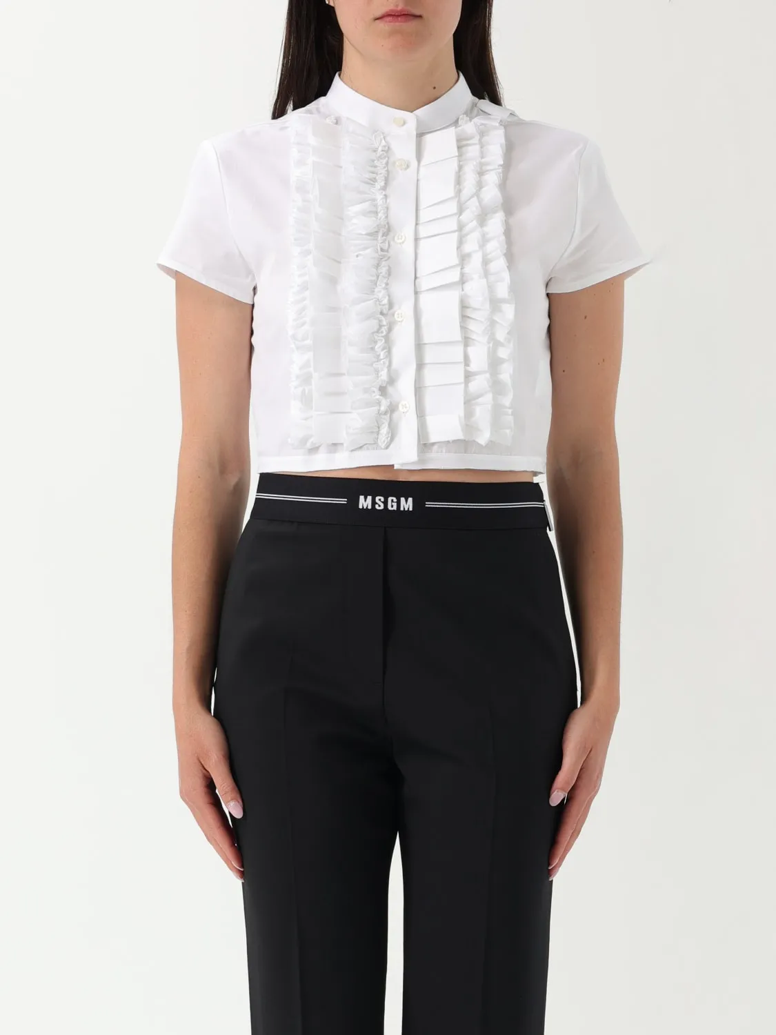 Camicia MSGM in cotone con plastron