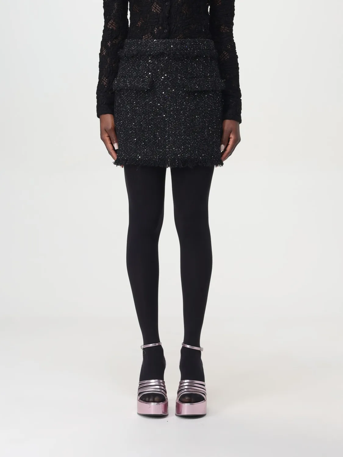 Gonna MSGM in tweed con paillettes all over