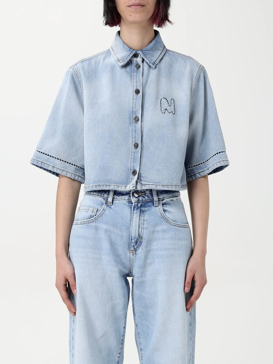 Camicia cropped MSGM in denim