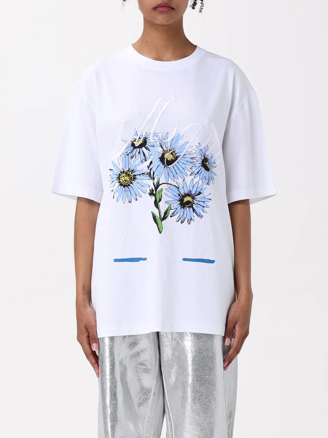 T-shirt con stampa floreale MSGM