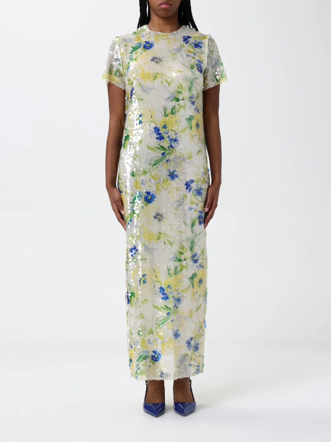 Abito MSGM in tessuto paillettato con fantasia floreale