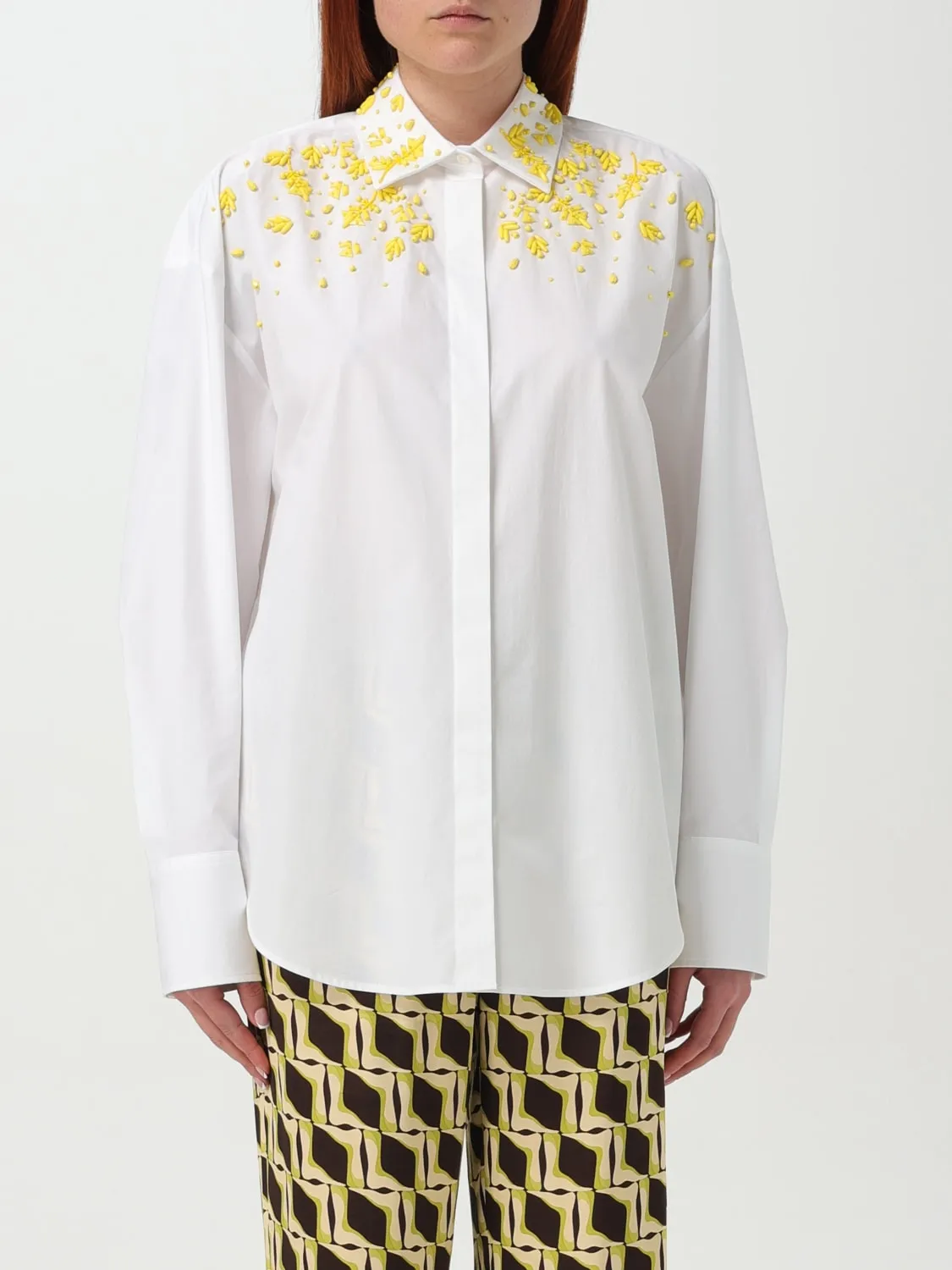 Camicia MSGM in cotone con strass ricamati