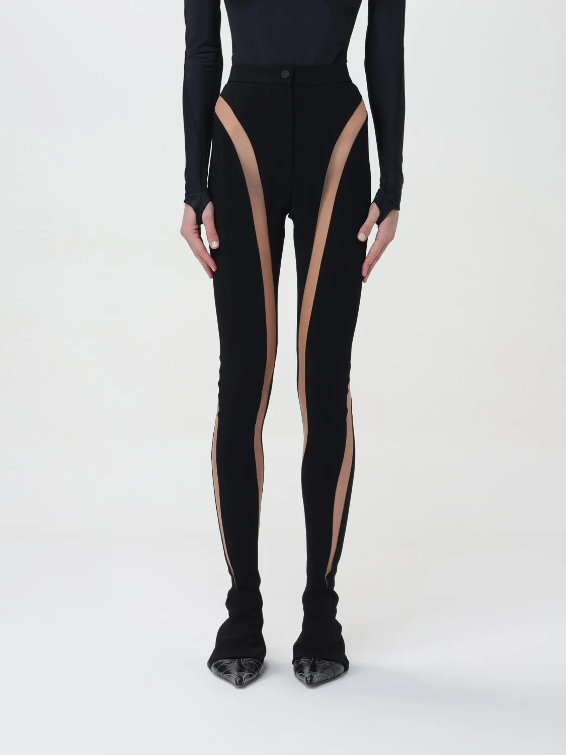 Leggings con inserti trasparenti Mugler
