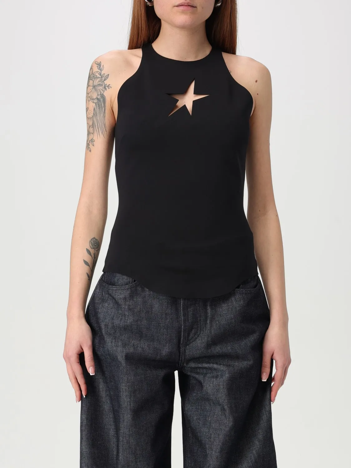 Top con stella traforata in poliammide Mugler