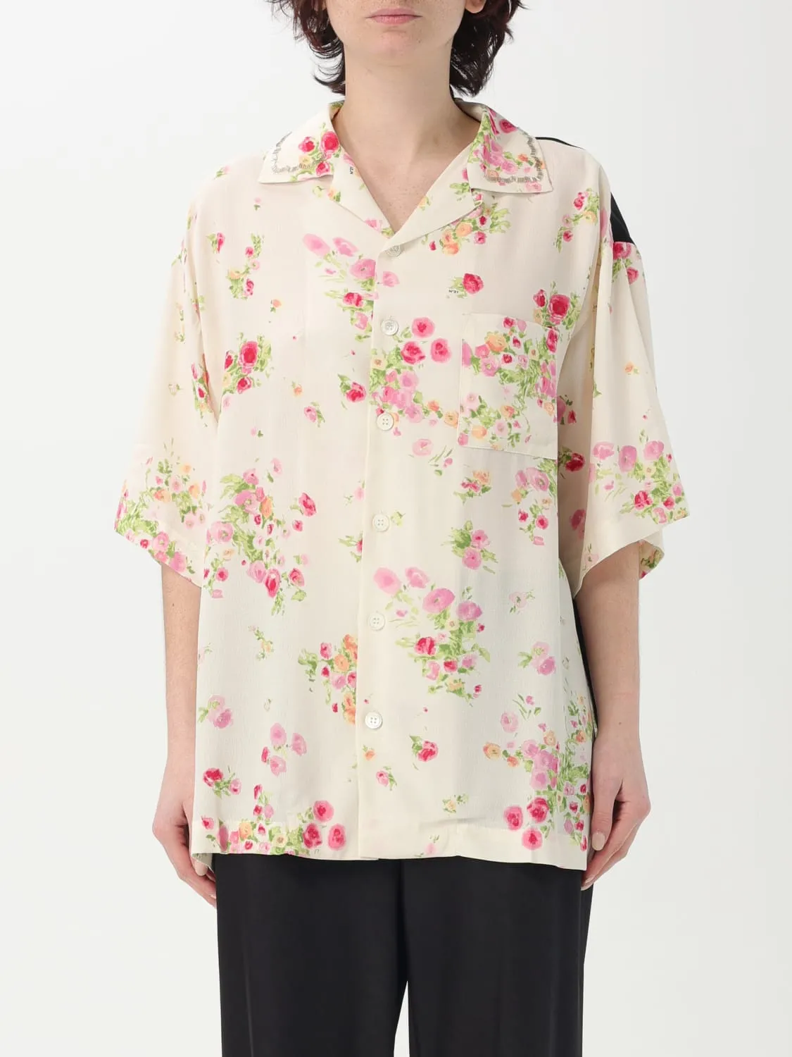 Camicia N° 21 in viscosa con stampa floreale