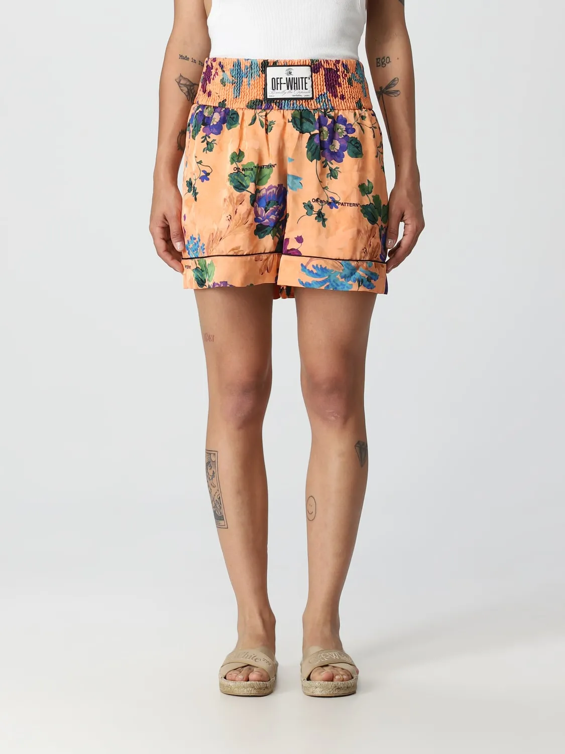 Pantaloncino Off-White in viscosa