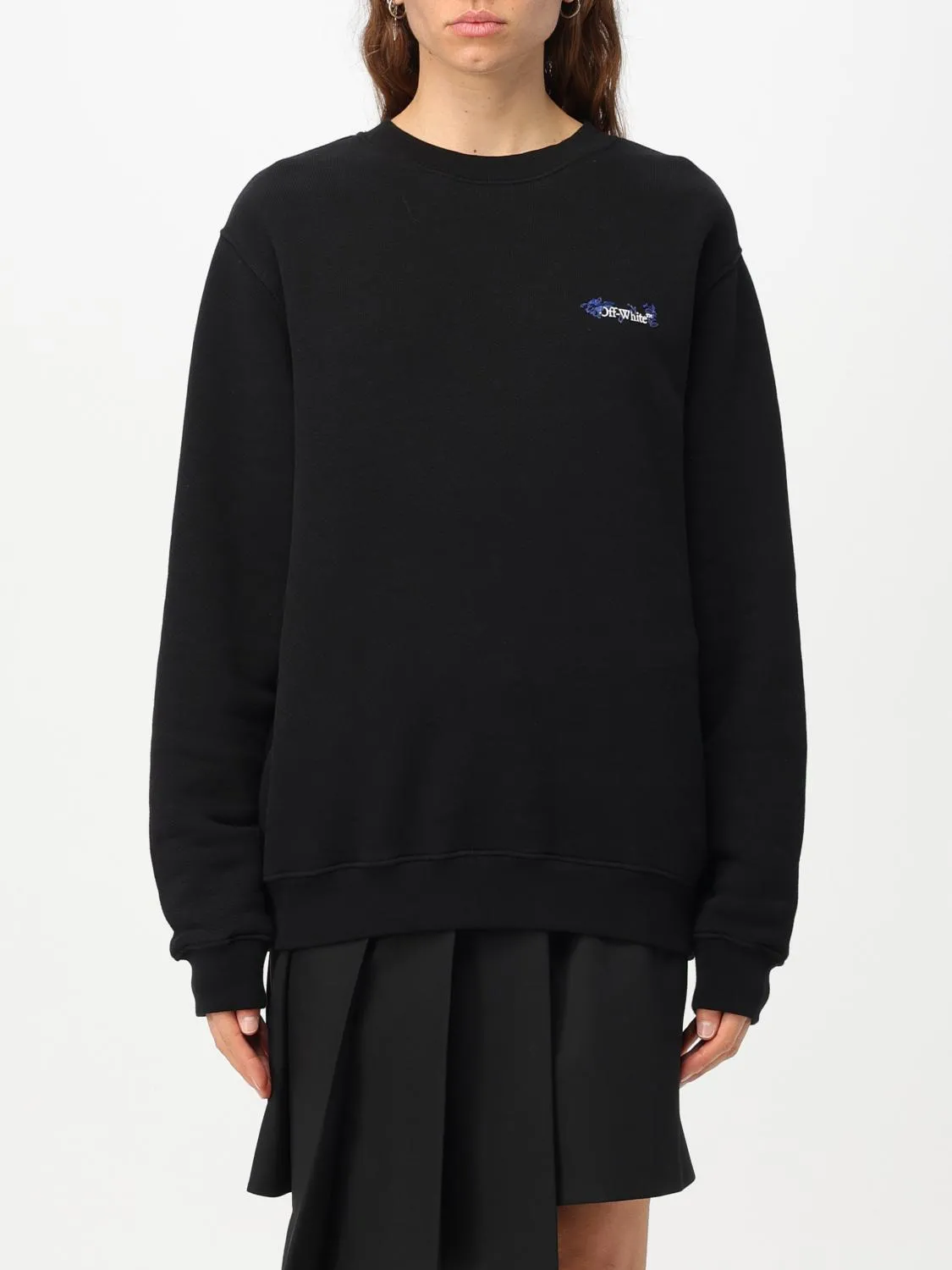 Felpa Off-White in cotone con ricamo