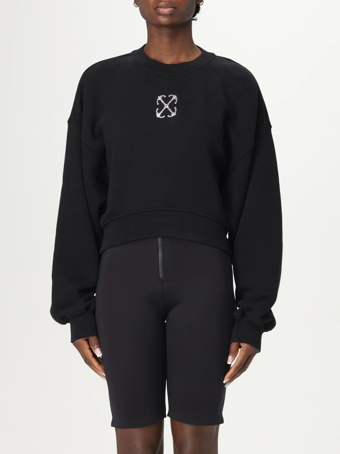 Felpa a girocollo crop con logo Off-white