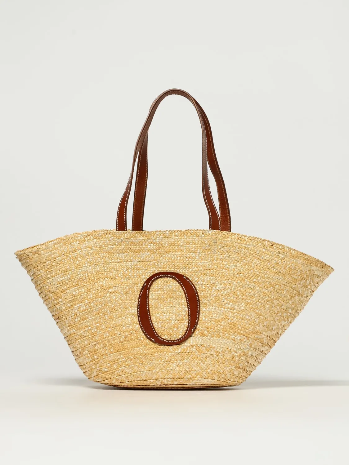 Borsa Tropea Orciani in rafia intrecciata e pelle