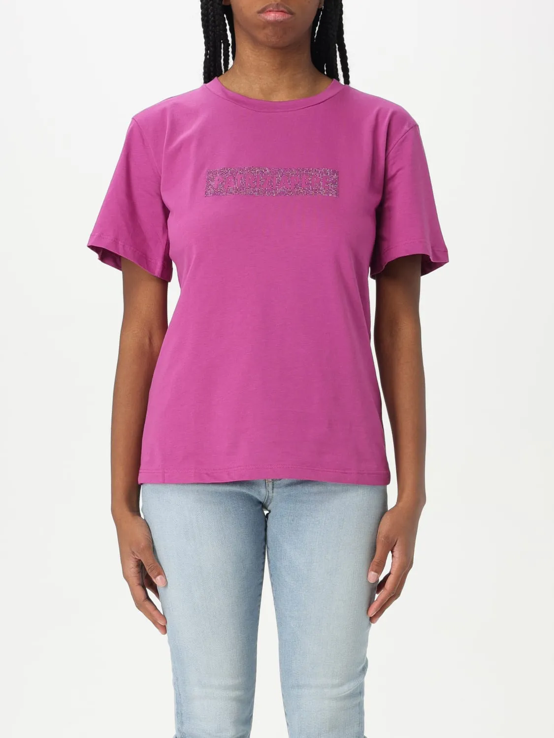 T-shirt in cotone con strass Patrizia Pepe