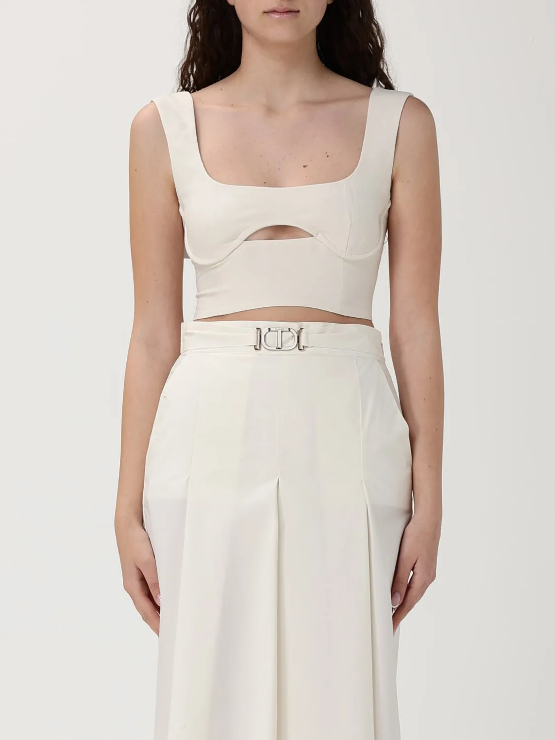 Top cropped Patrizia Pepe in misto lino