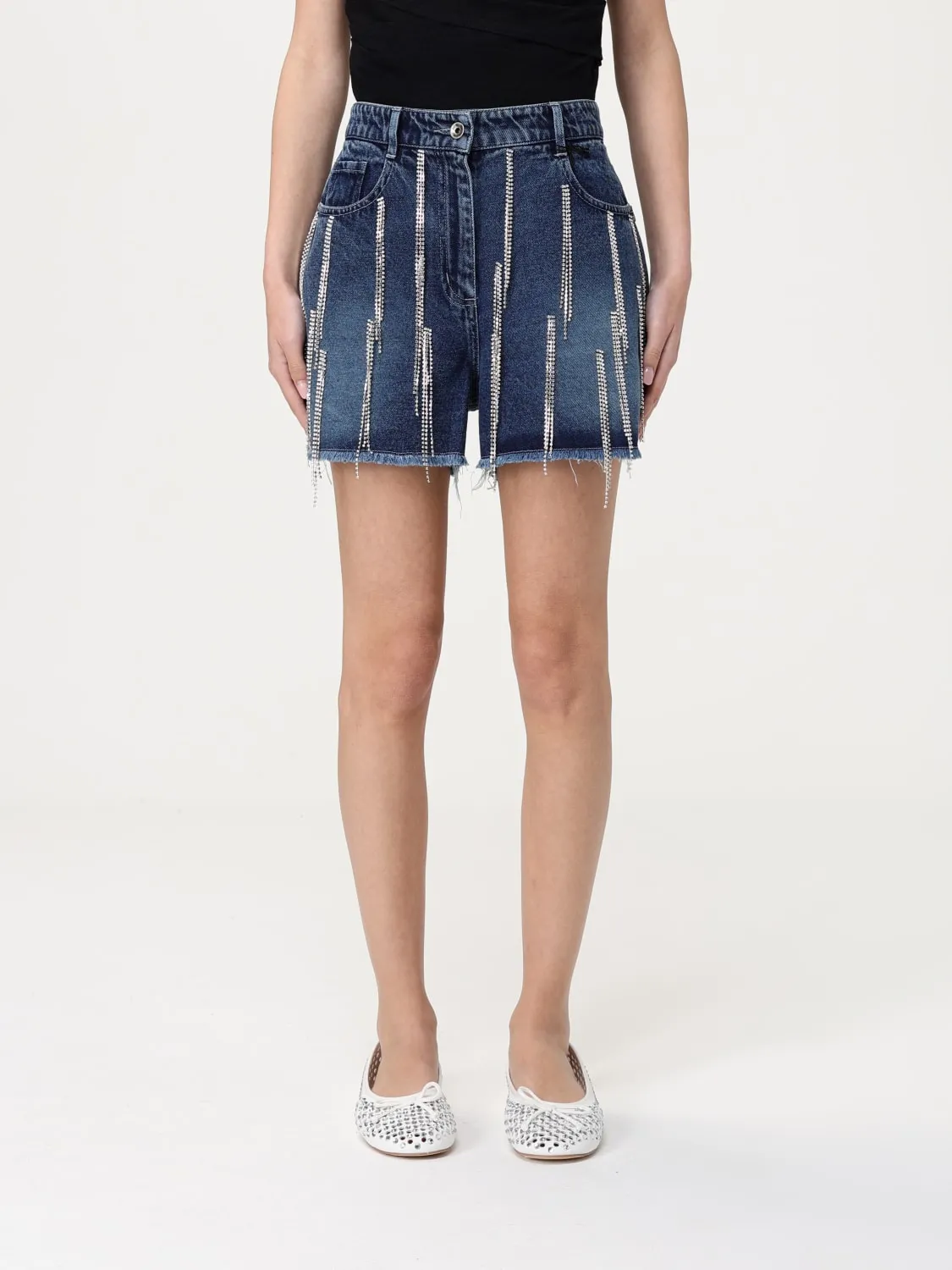 Pantaloncino Patrizia Pepe in denim di cotone con strass