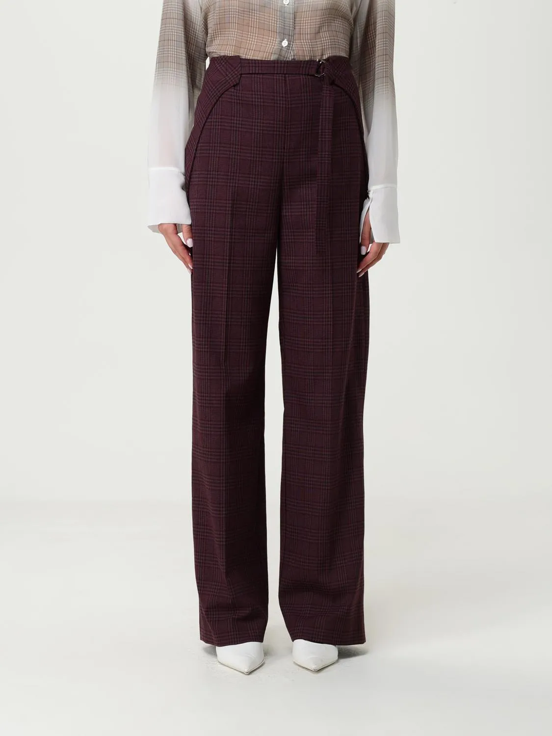 Pantalone Patrizia Pepe in misto viscosa check