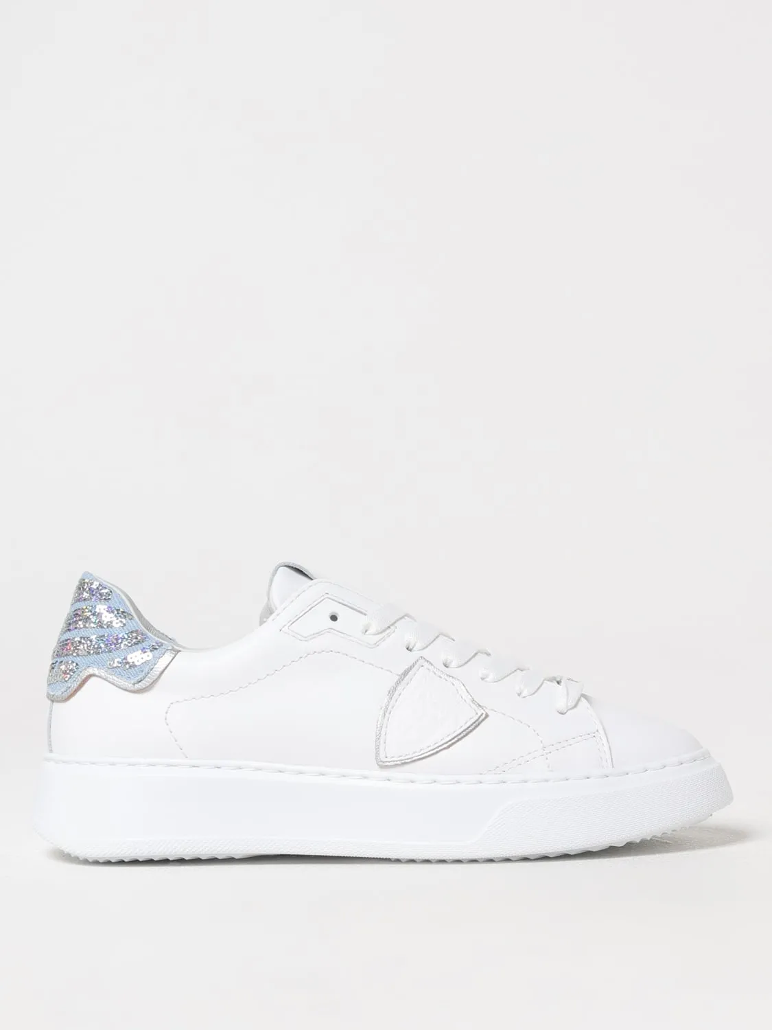 Sneakers Temple Philippe Model in pelle e denim con paillettes ricamate