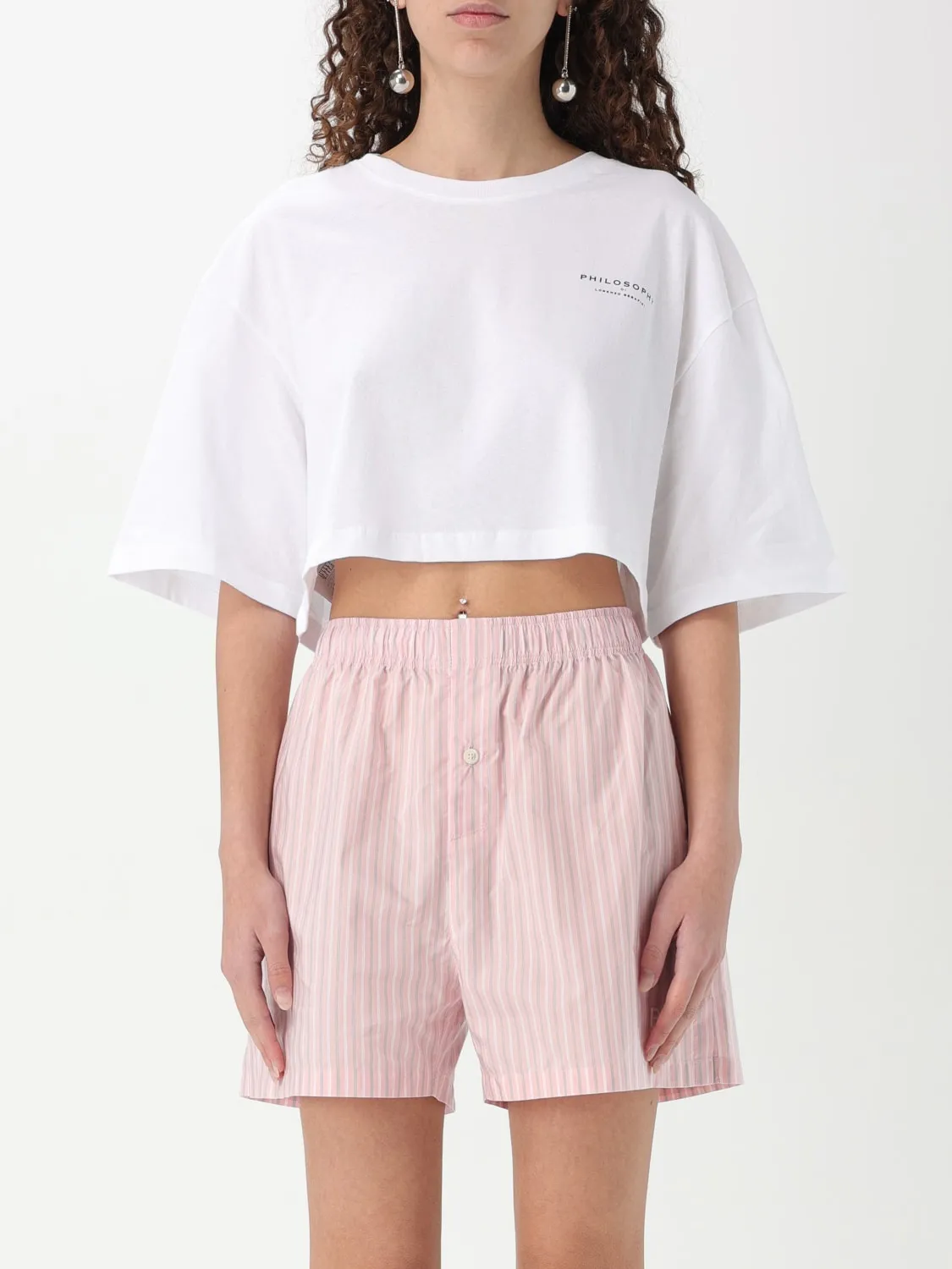 T-shirt cropped Philosophy Di Lorenzo Serafini in cotone