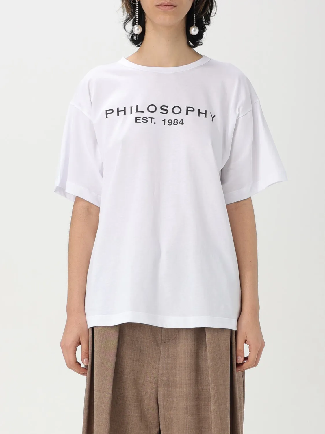 T-shirt oversize in cotone con logo Philosophy Di Lorenzo Serafini