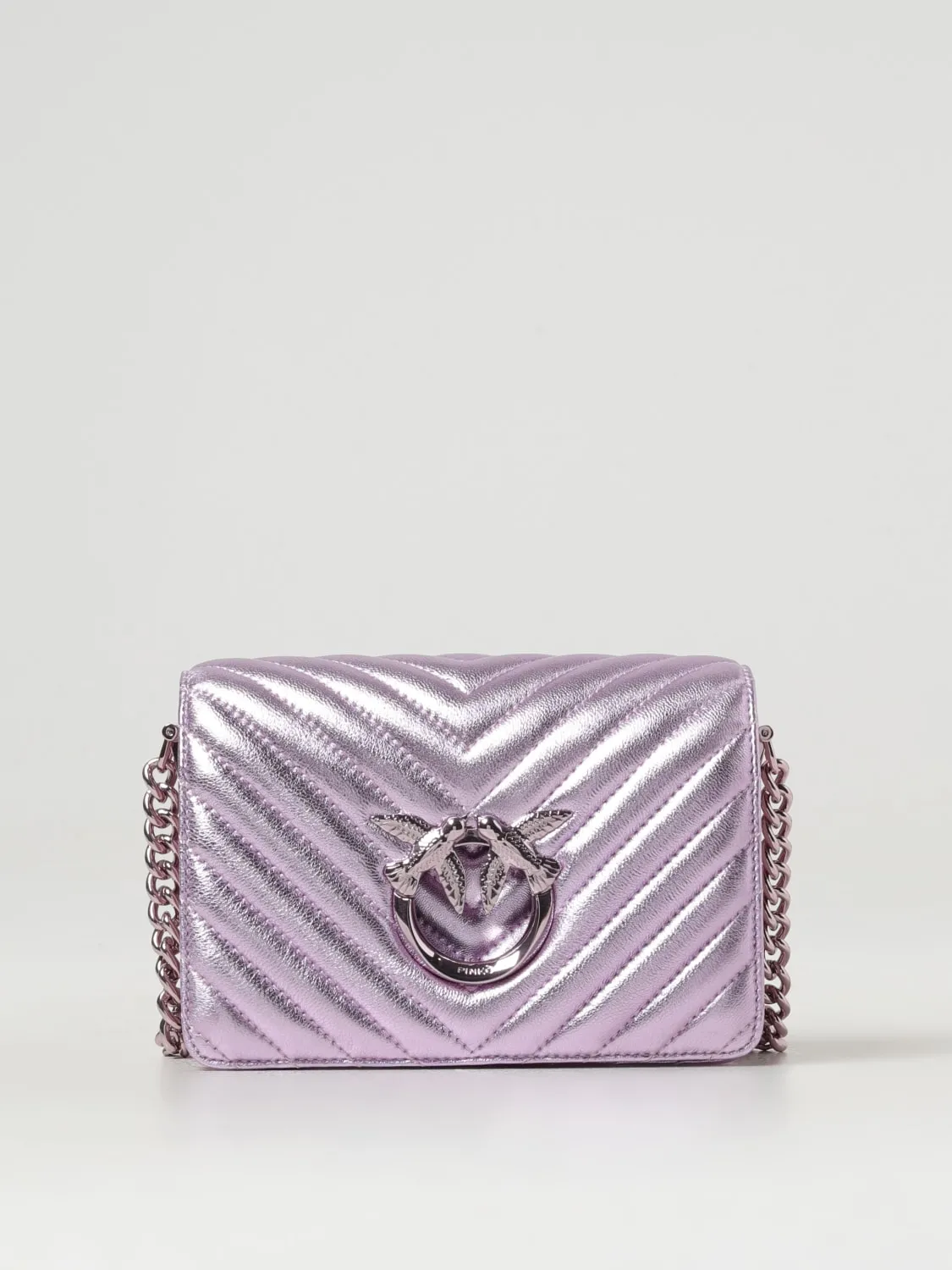 Borsa Love Click Pinko in nappa matelassé laminata