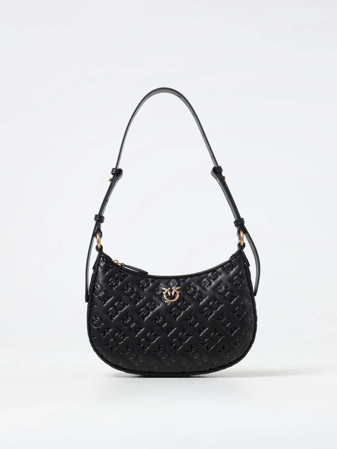 Borsa Half Moon Mini Pinko in pelle con logo goffrato