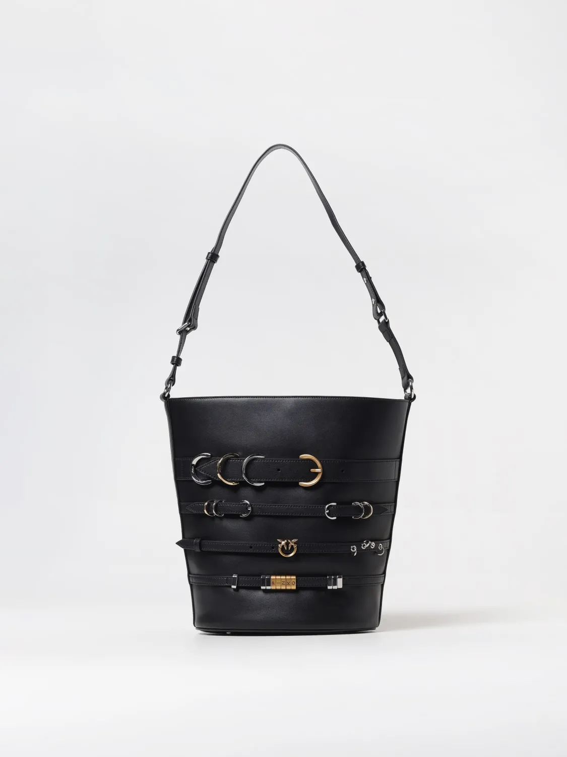 Borsa Pinko in pelle con anelli metallici