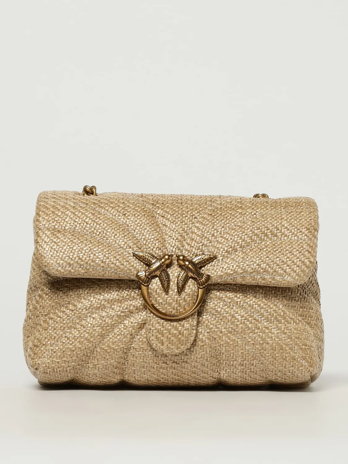 Borsa Love Puff Pinko in rafia matelassè