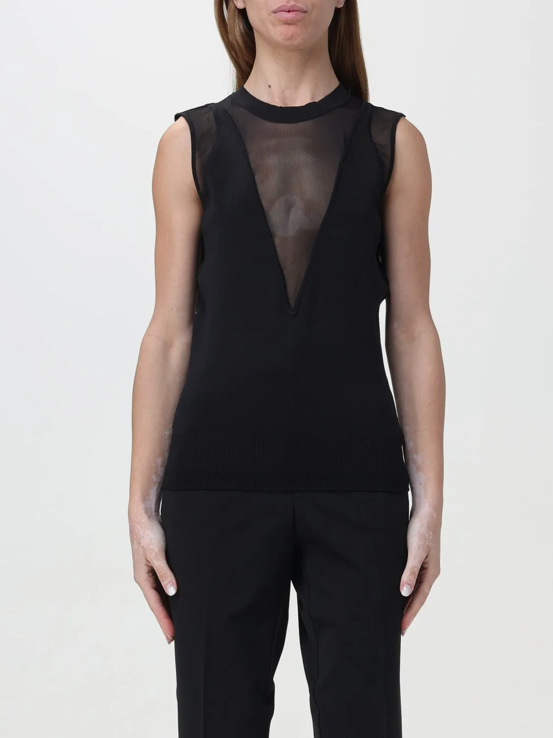 Top Pinko in misto viscosa e tulle