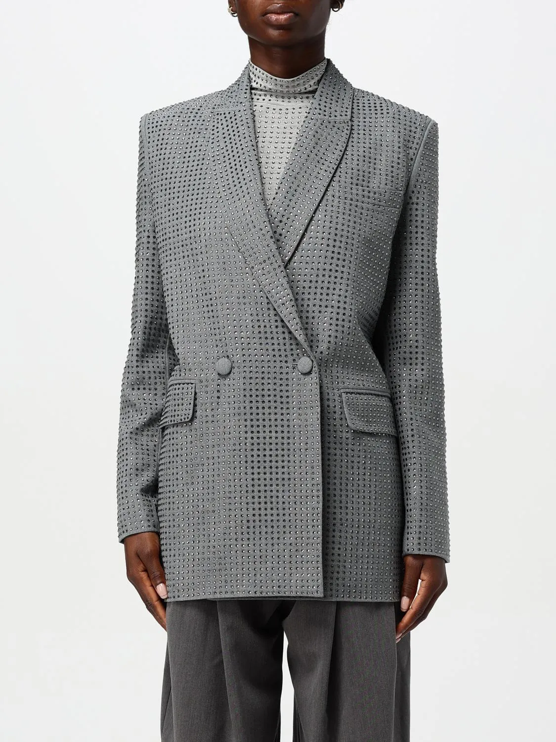 Blazer doppiopetto Pinko in misto viscosa con strass