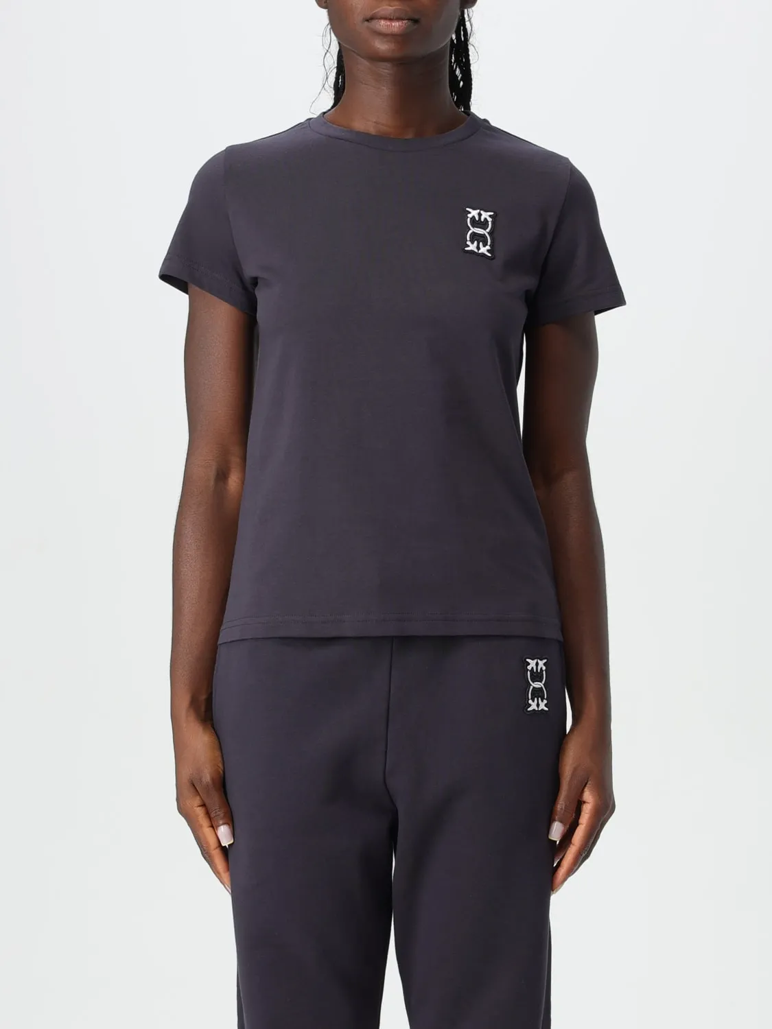 T-shirt in cotone con logo Love Birds Pinko