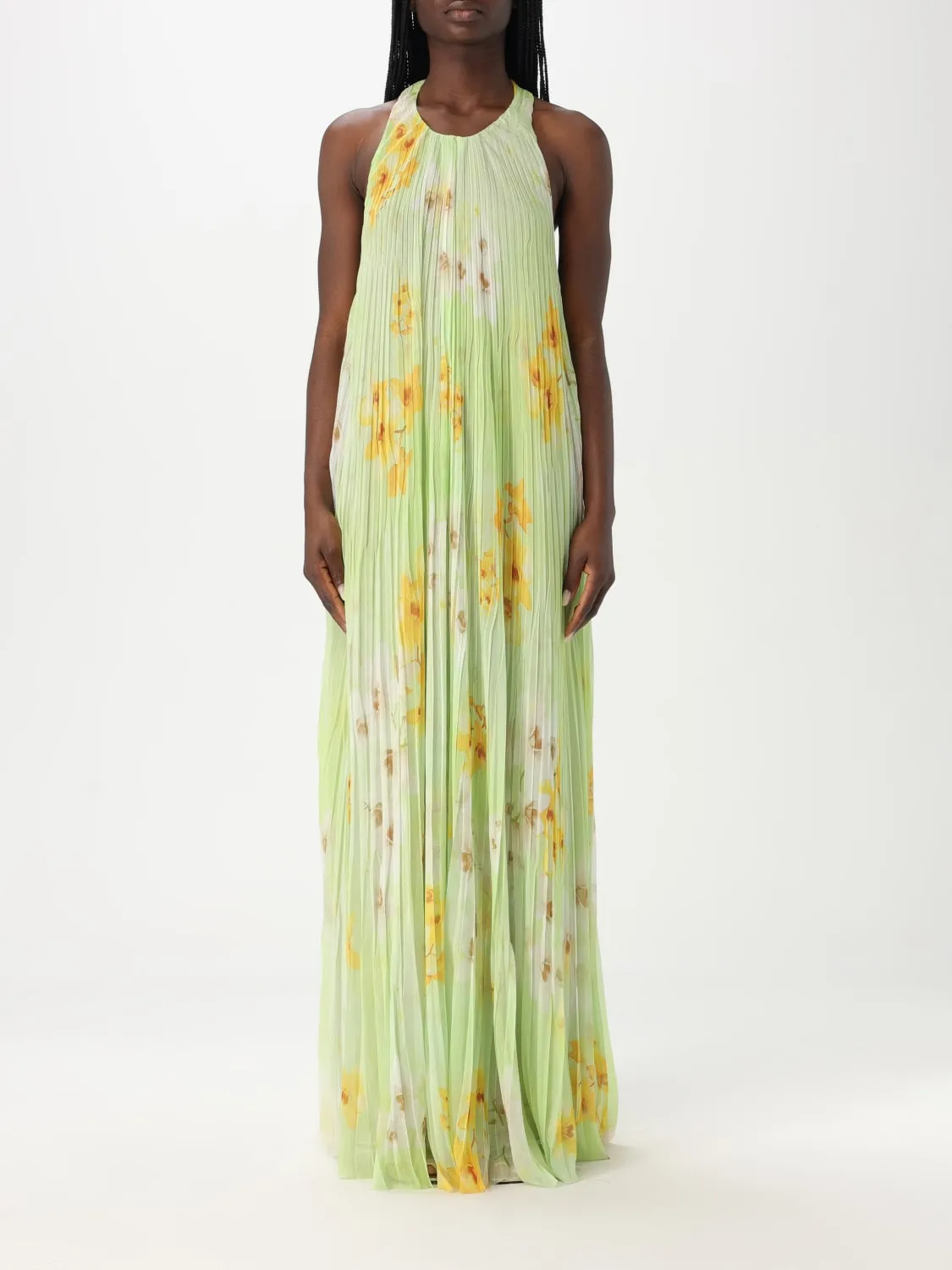 Abito plissettato Pinko in crêpe con stampa floreale