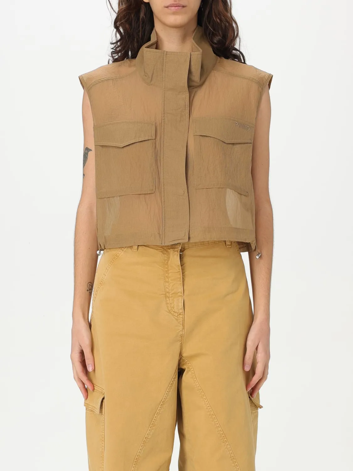 Gilet crop Pinko in tessuto Ripstop