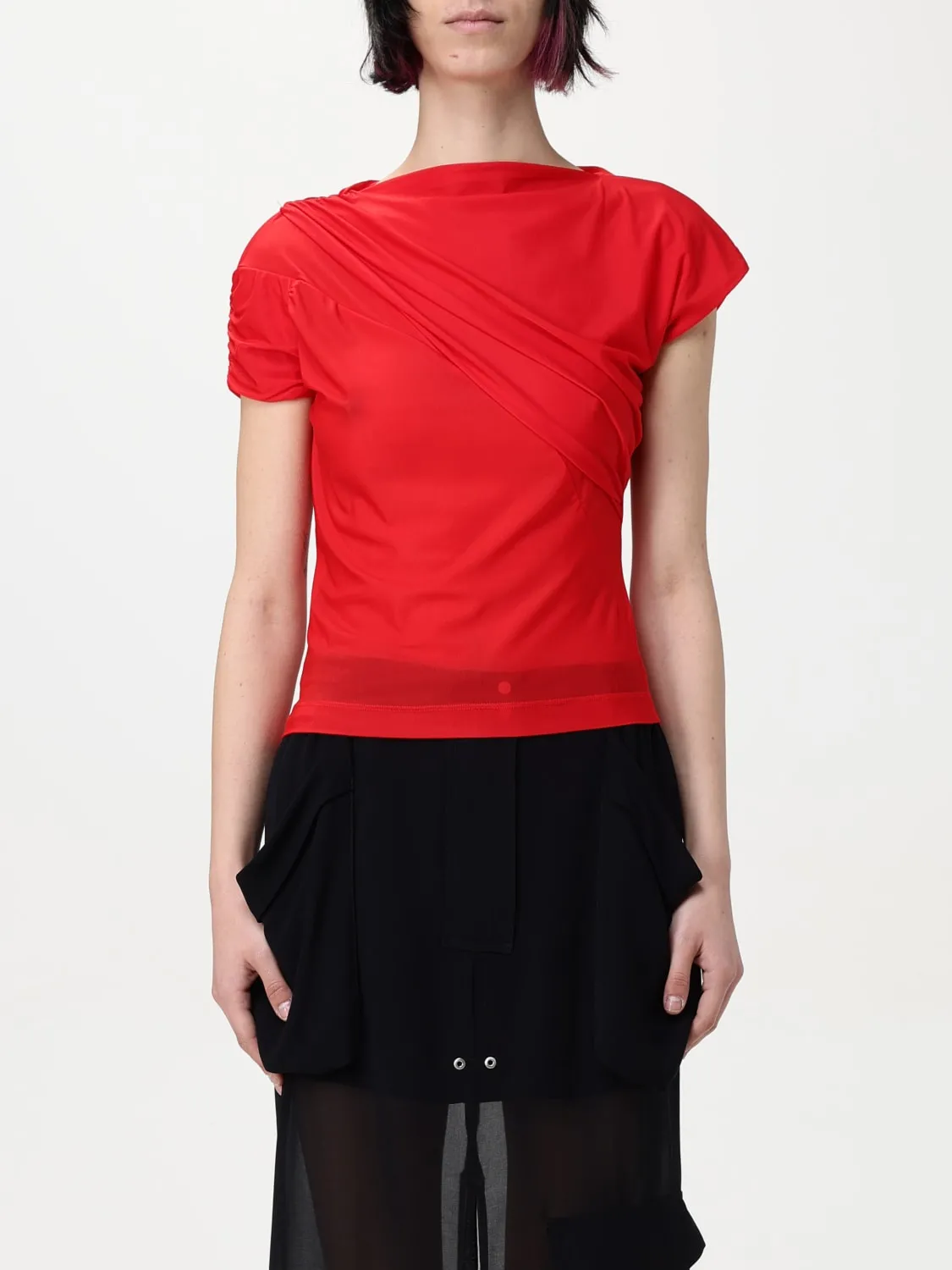 T-shirt drappeggiata in poliammide Pinko