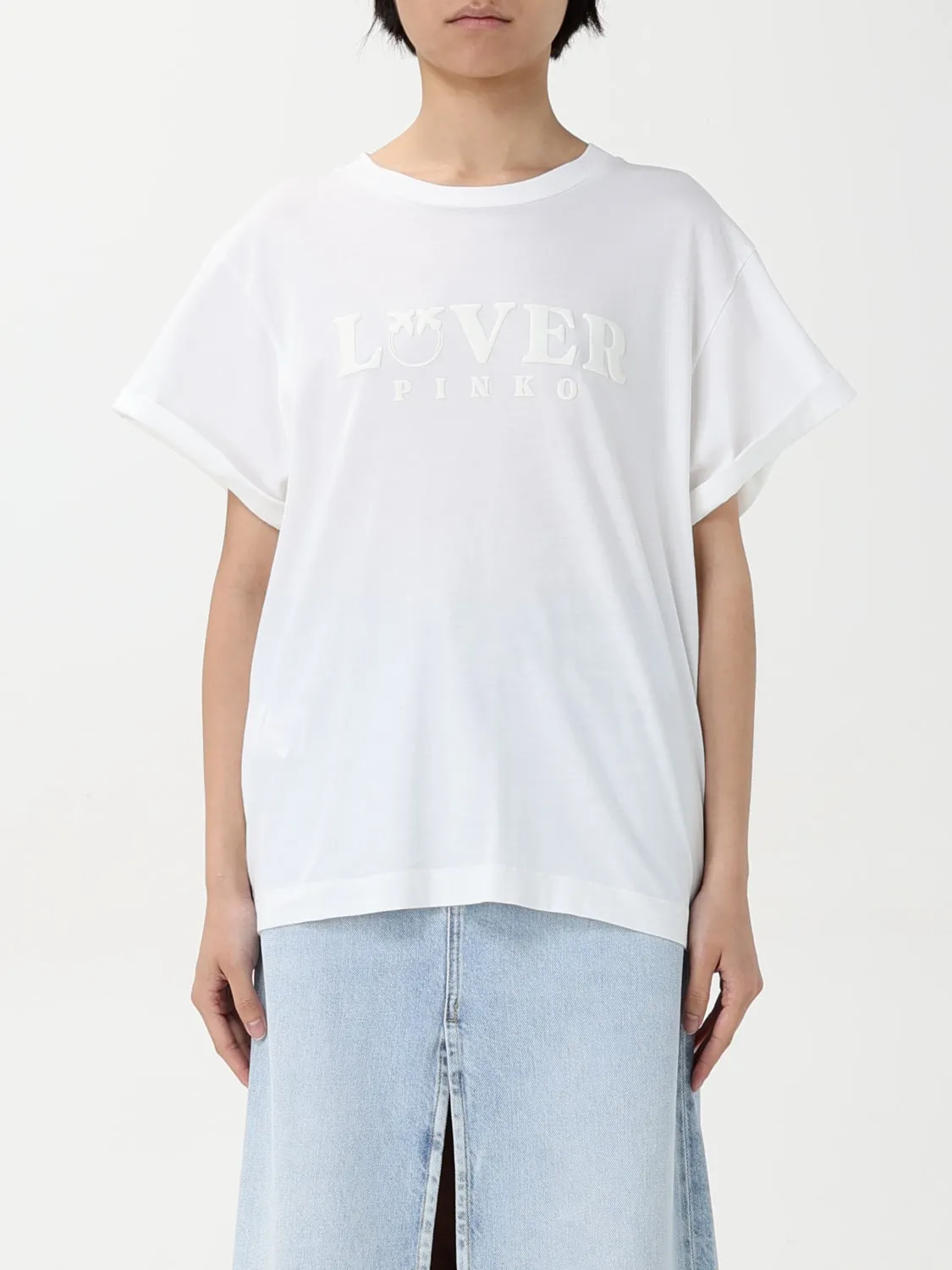 T-shirt in cotone con stampa Lover Pinko