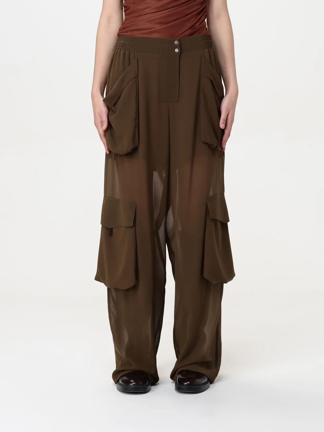 Pantalone cargo Pinko in georgette