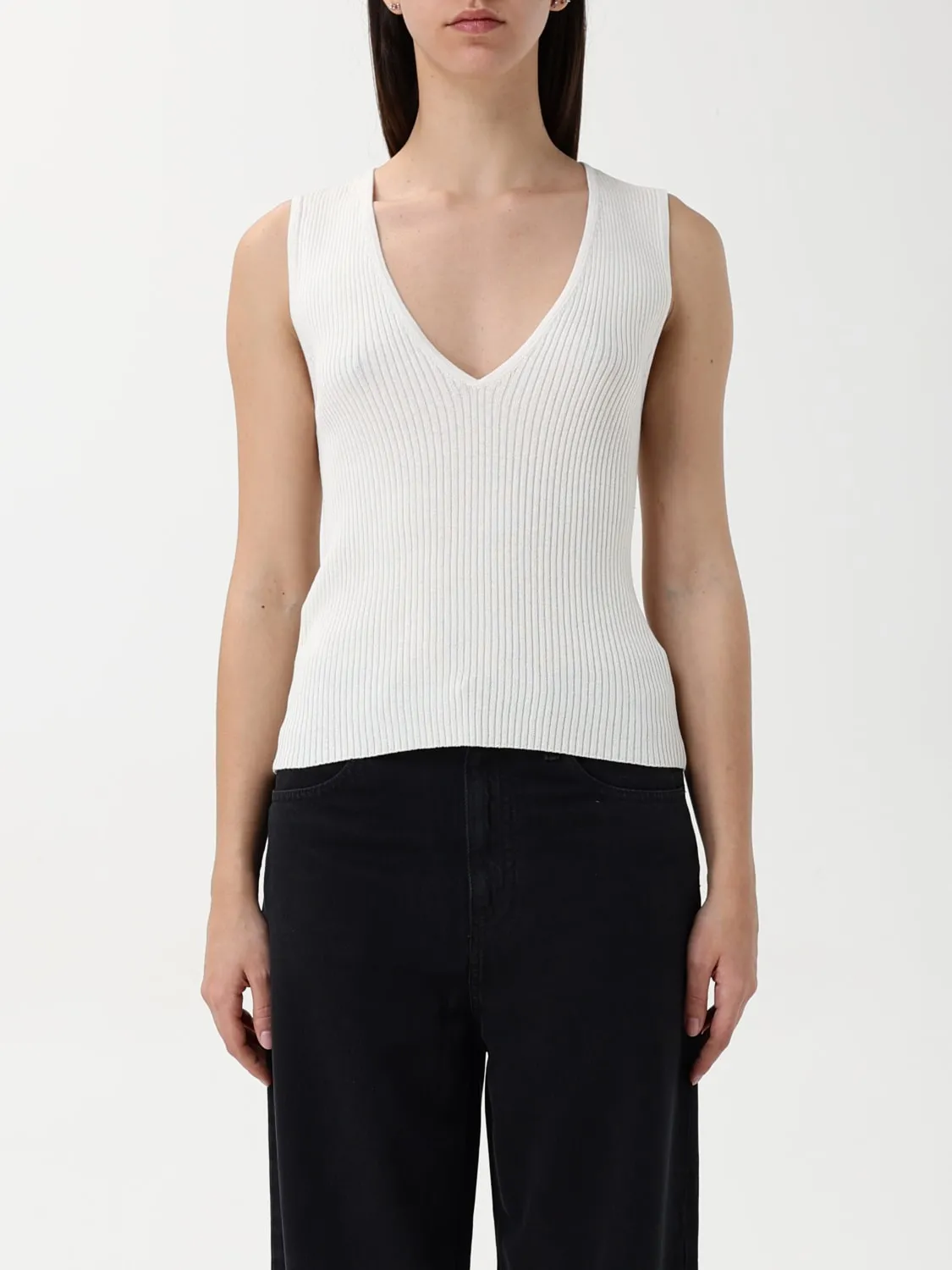 Top in maglia di cotone e seta Pinko