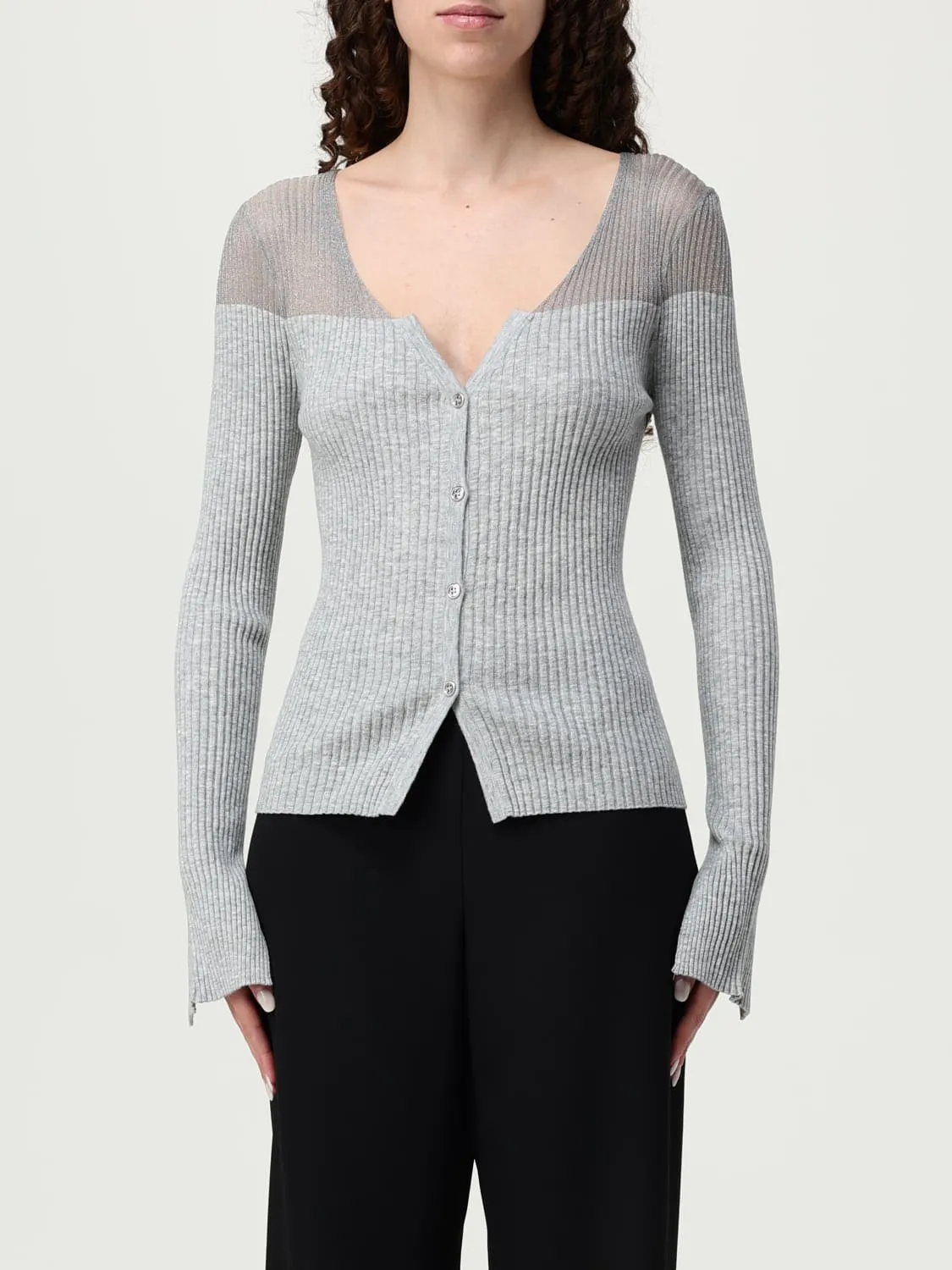 Cardigan Pinko in seta e cashmere a costine