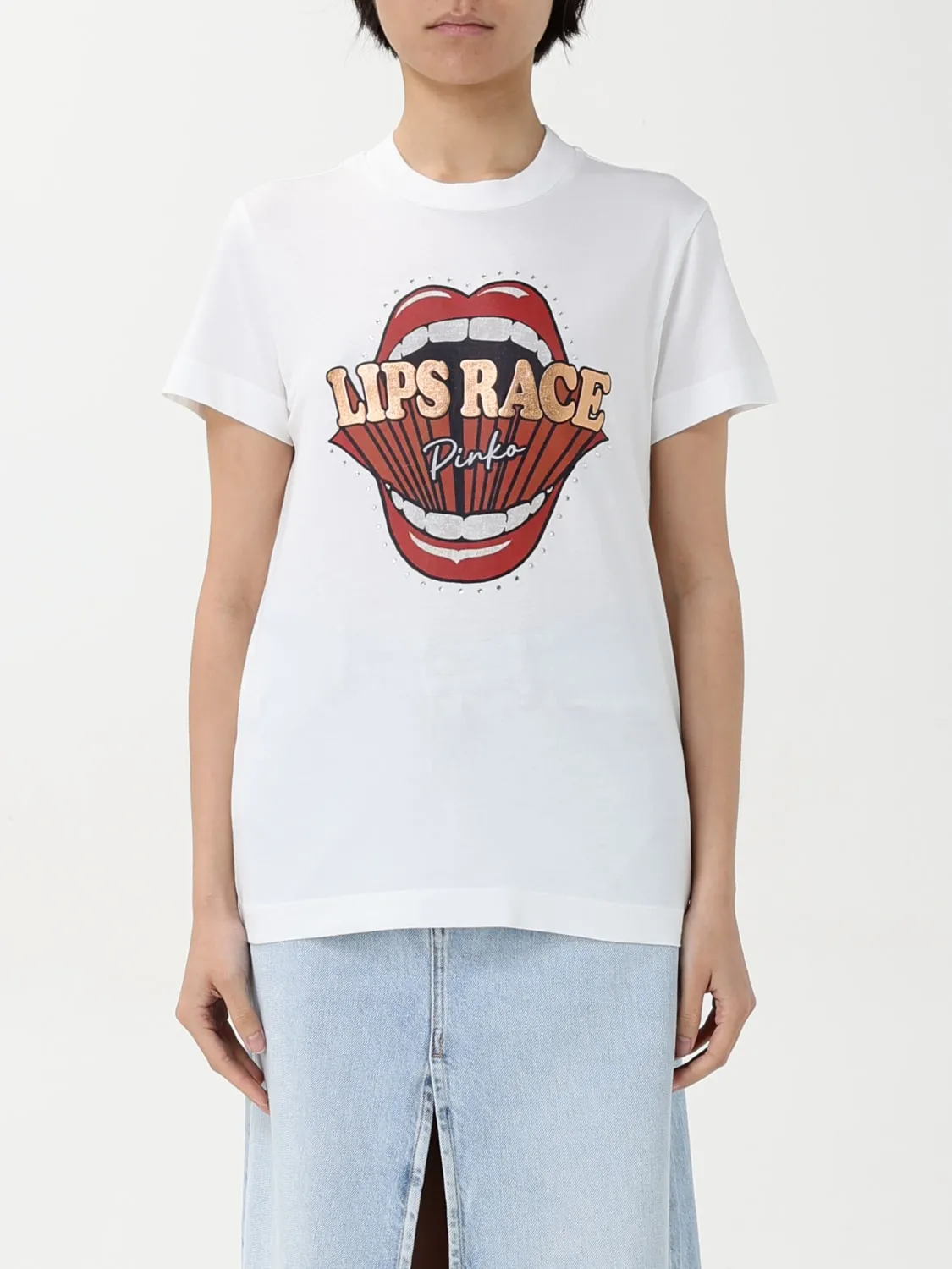 T-shirt in cotone stampata Pinko