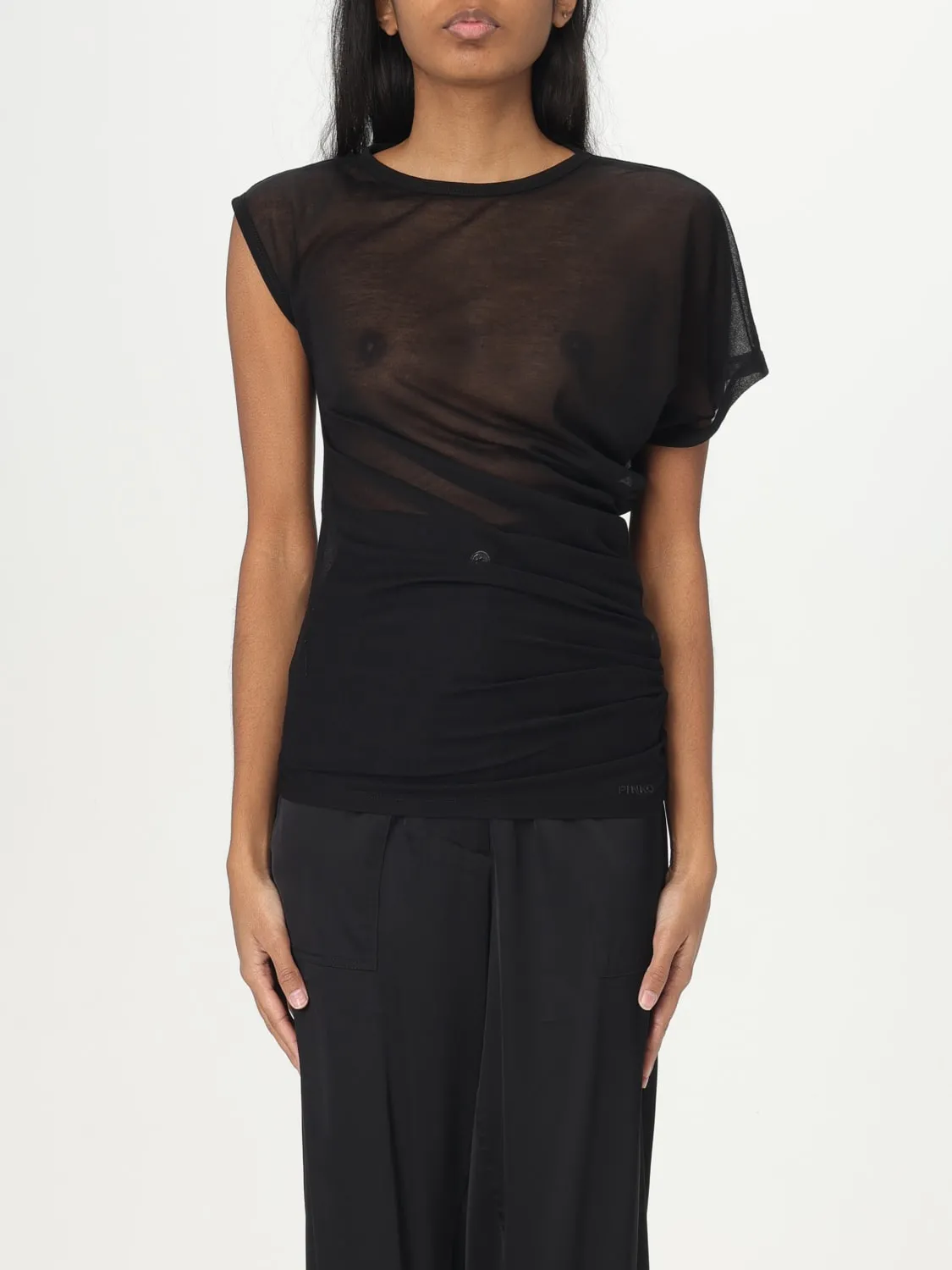 Top in misto cotone Pinko trasparente