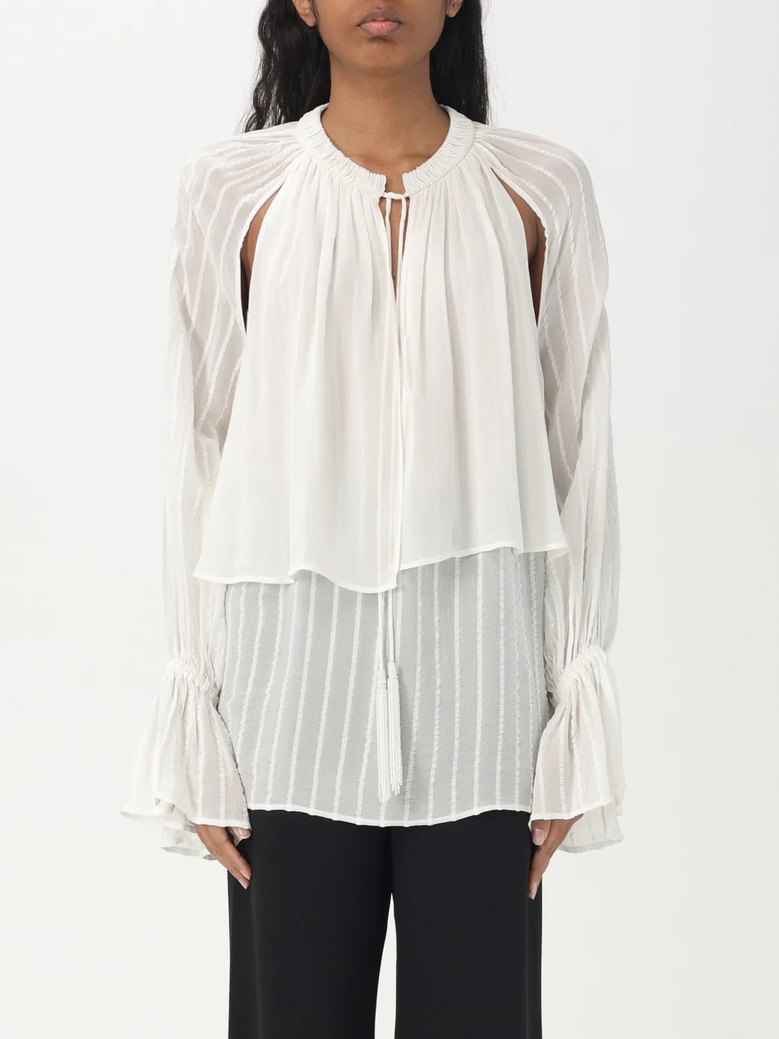 Blusa Pinko in georgette plissettata