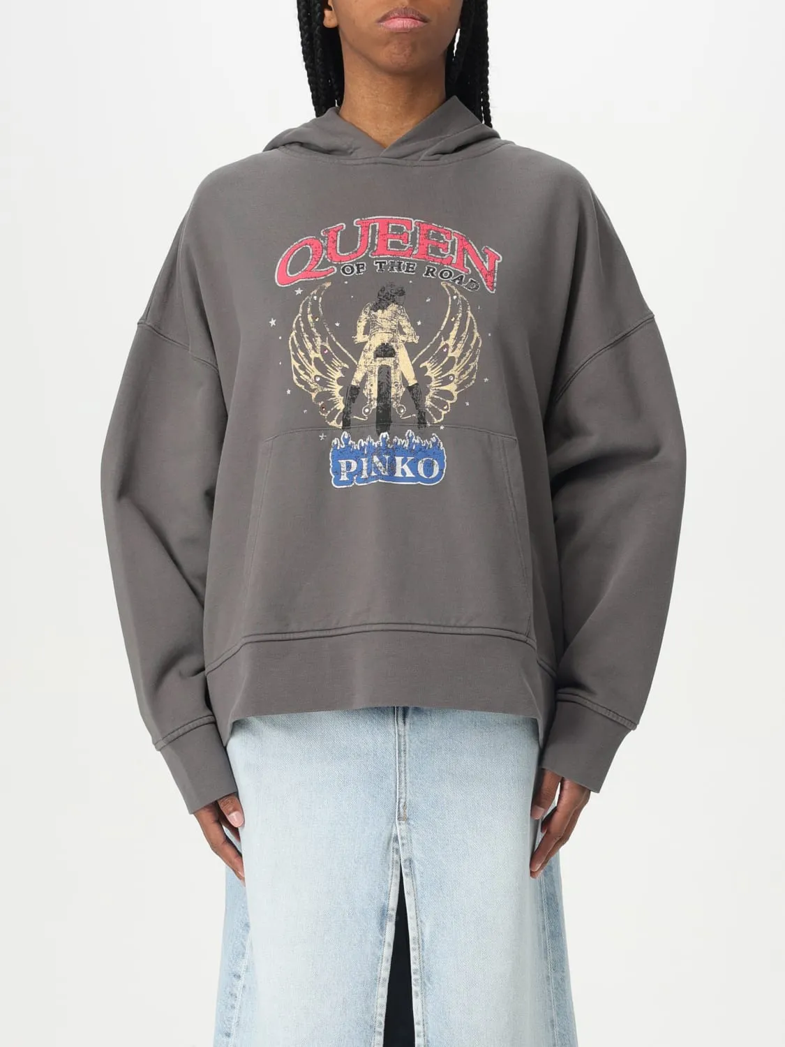 Felpa con cappuccio stampata Pinko