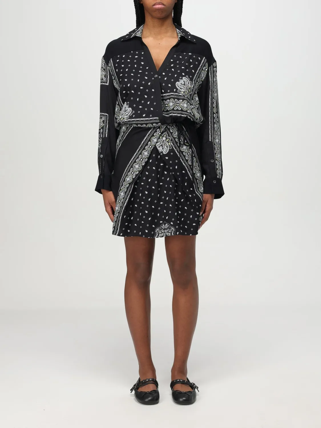 Abito chemisier Pinko in viscosa con stampa Bandana