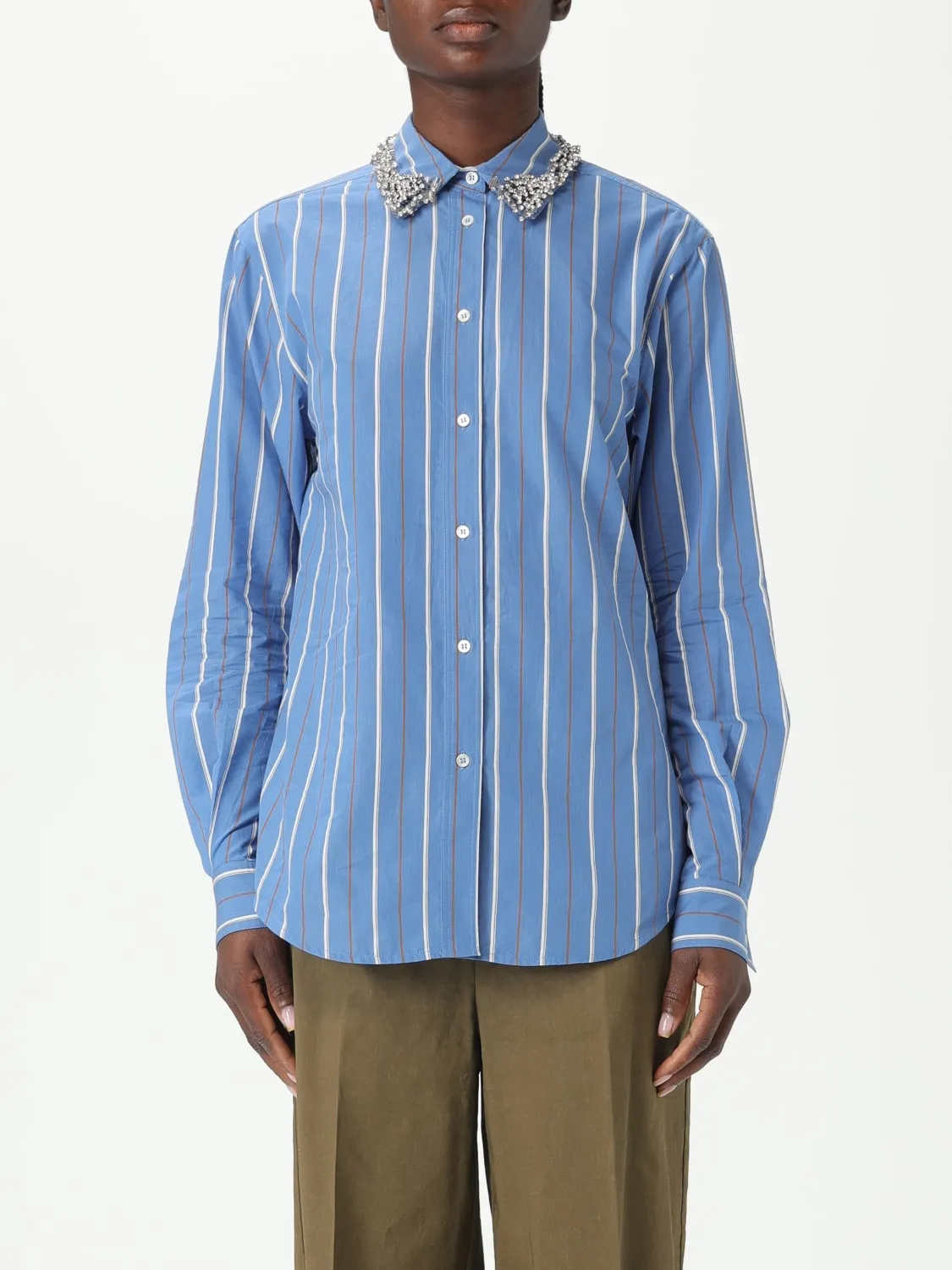 Camicia Pinko in cotone a righe con strass