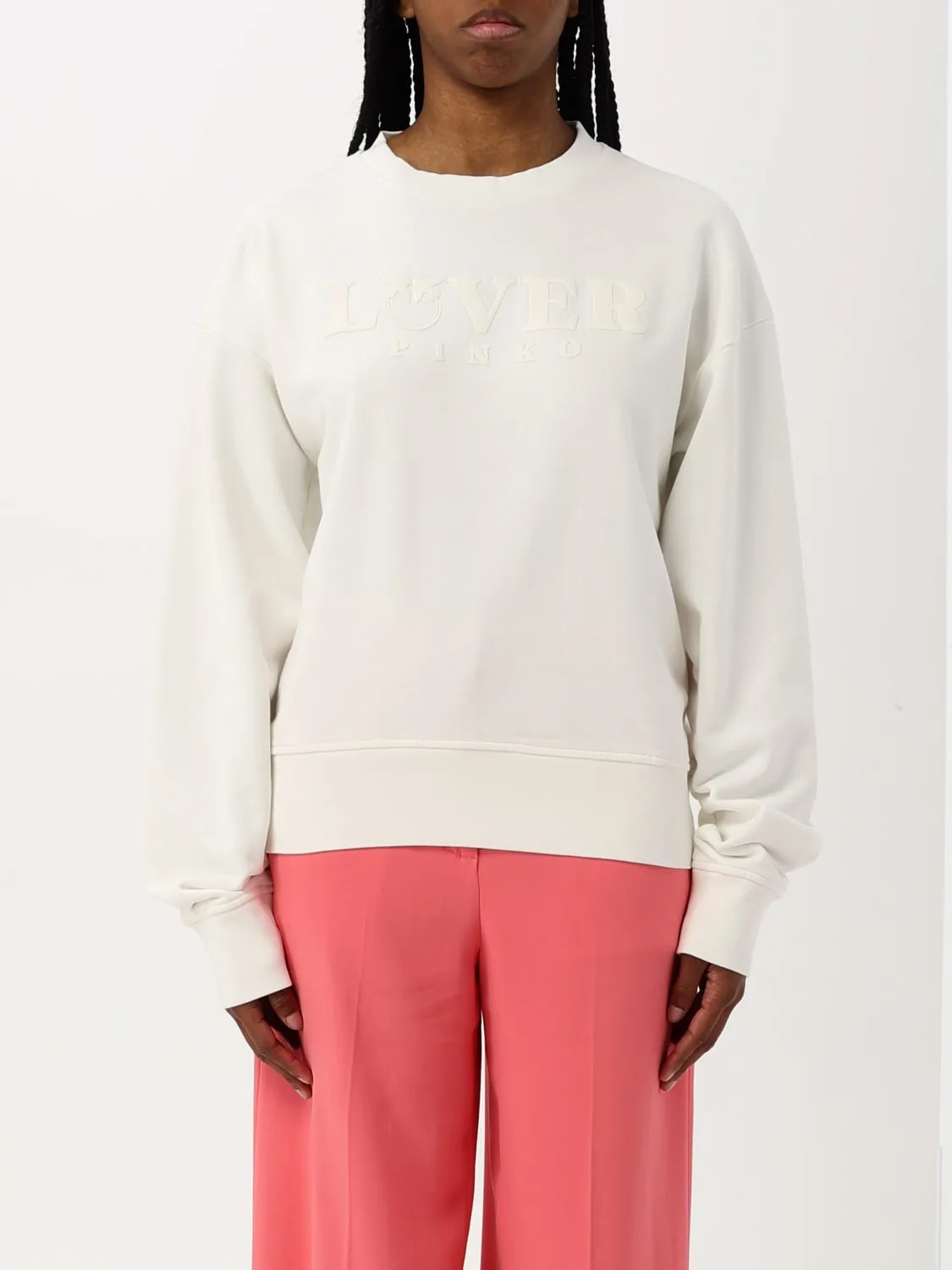 Felpa a girocollo con logo Pinko