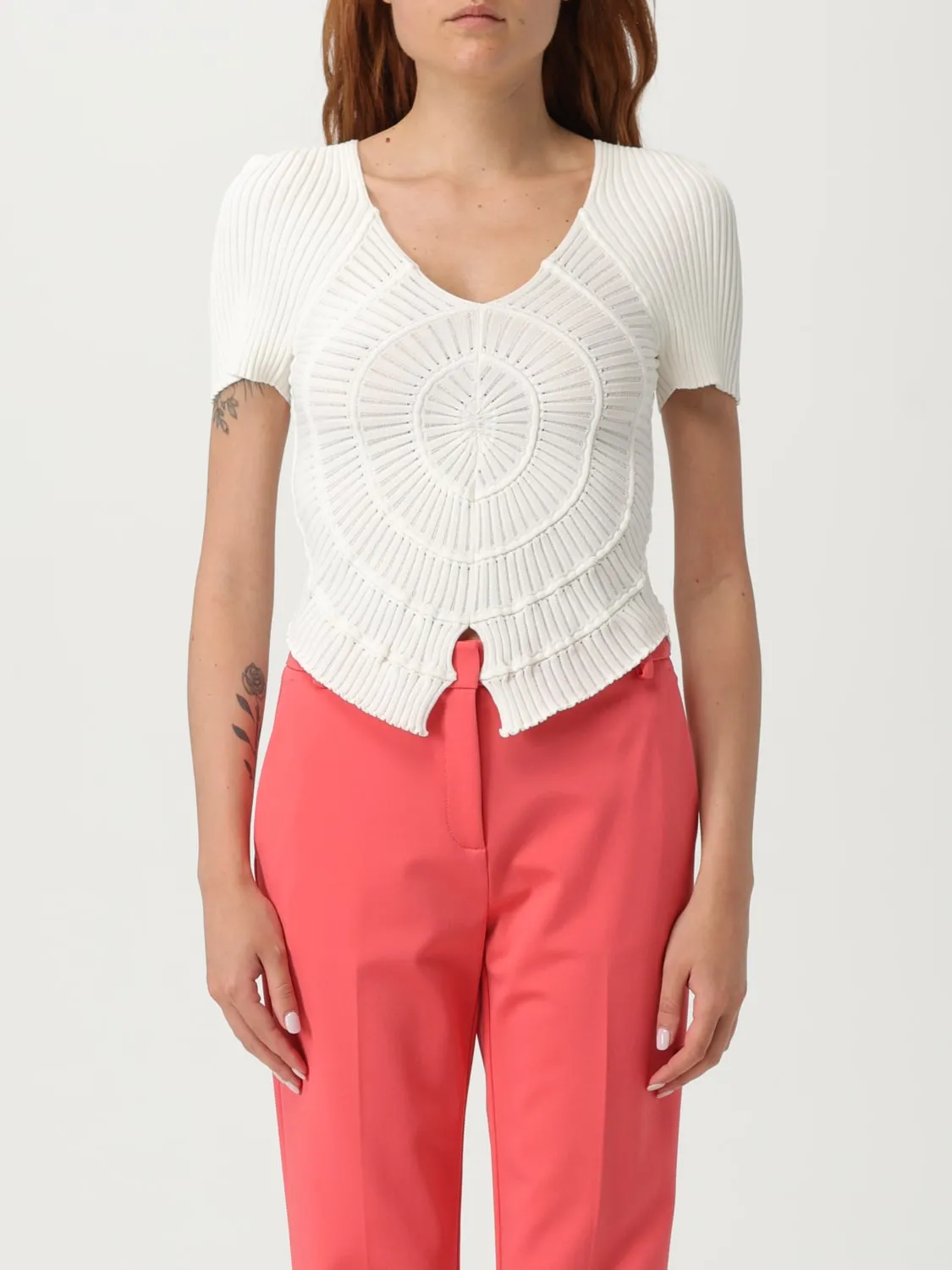 Top in misto viscosa a coste Pinko