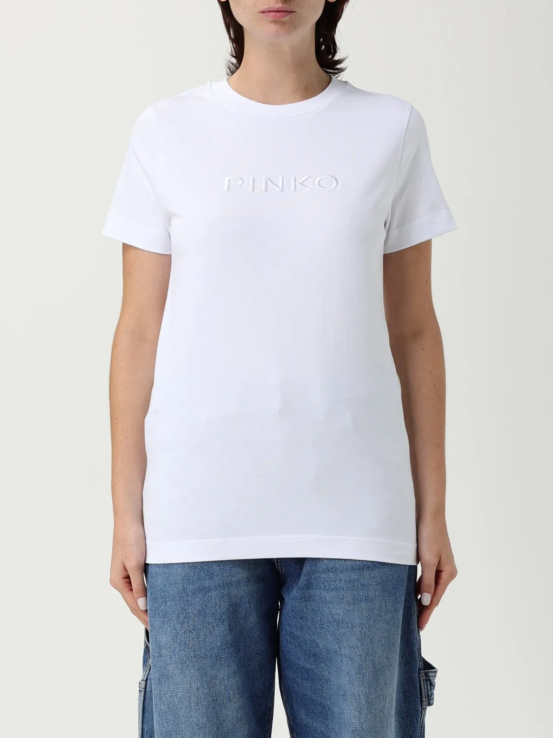 T-shirt in jersey con logo Pinko