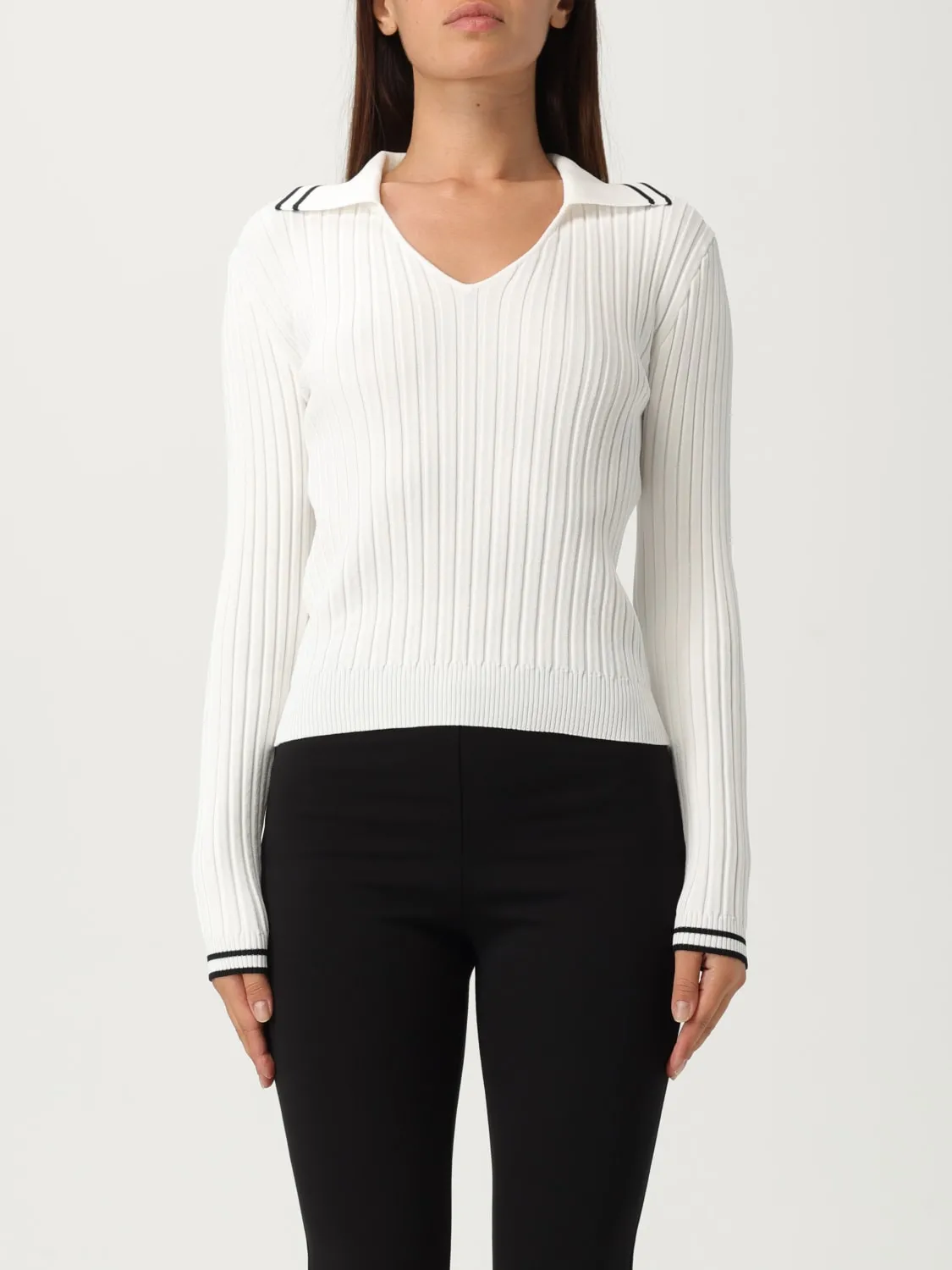 Polo in maglia di viscosa a coste Pinko