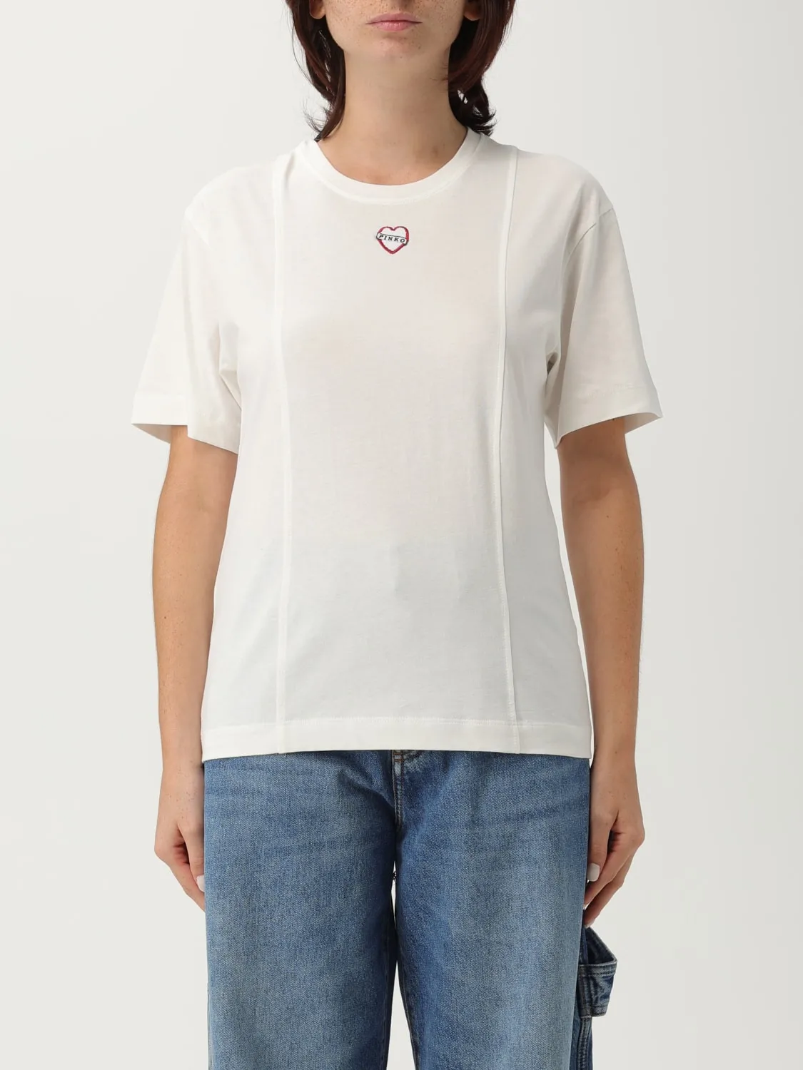 T-shirt in cotone con logo Pinko