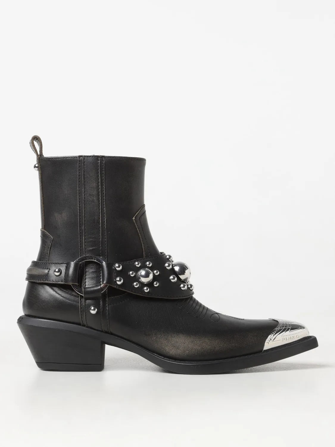 Stivaletto Tex 07 Pinko in pelle con borchie